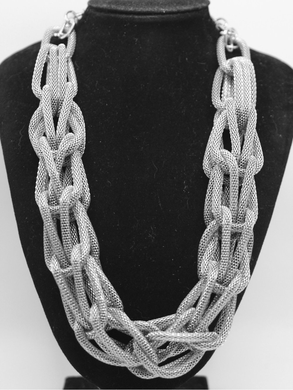 Silver tone 26โ Braided Chain Statement Necklace